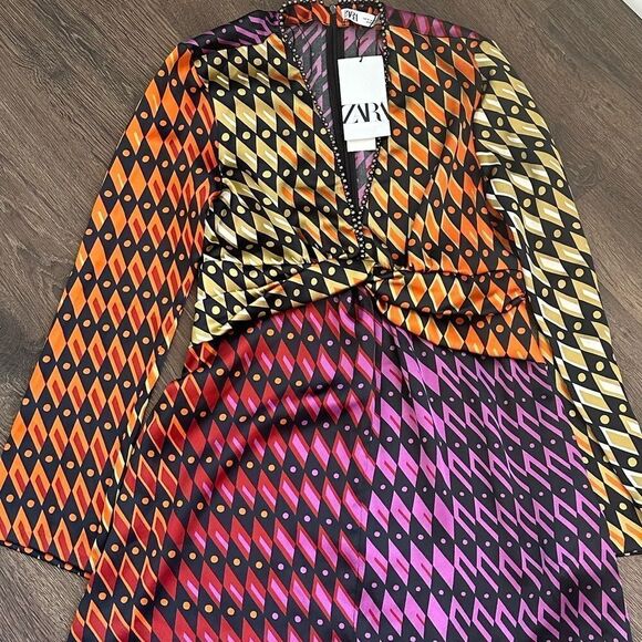 Zara blogger favorite printed midi dress NWT - Picture 9 of 9